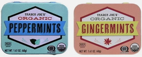 Trader Joe's Organic Pastilles - Peppermints 40g & Gingermints 40g set