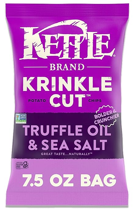 Kettle Brand Potato Chips, Krinkle Cut Truffle and Sea Salt, 7.5 Oz