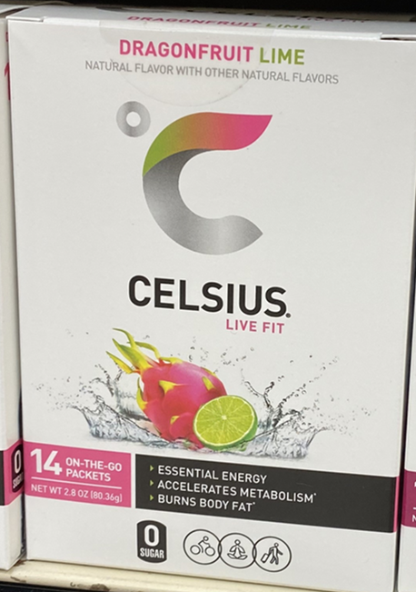 Celsius Dragonfruit Lime Powder Drink Mix Sticks - 14pk