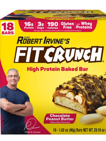 Fit Crunch Whey Protein Bars, Chocolate Peanut Butter, 1.62 oz, 18 ct