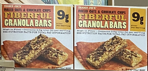 Trader Joe's Fiberful Granola Bars Rolled Oats & Chocolate Chips 9 g Fiber 6.17 oz