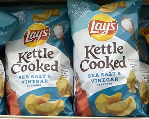 Lay's Kettle Cooked Sea Salt & Vinegar Flavored Potato Chips, 8 Oz