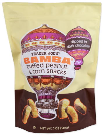 Trader Joe's Dark Chocolate Bamba Puffed Peanut & Corn Snacks 5 oz