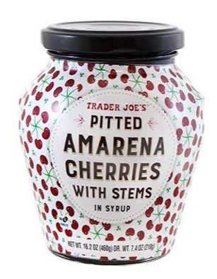 Trader Joe's Pitted Amarena Cherries with stems in syrup 16.2 oz