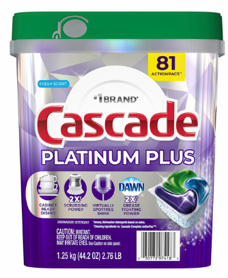 Cascade Platinum Plus Dishwasher Detergent ActionPacs, Fresh, 81-count