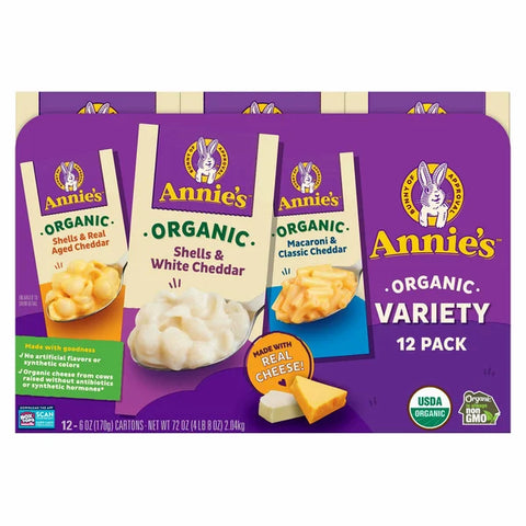 Annie's Organic Homegrown Macaroni & Cheese, Variety Pack, 6 oz, 12-pack