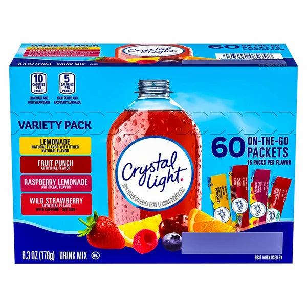 Crystal Light, On The Go Variety Pack, 60-count