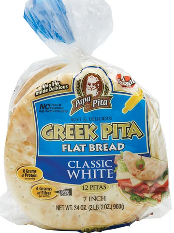 Papa Pita 7" Greek Flat Bread, 12 ct