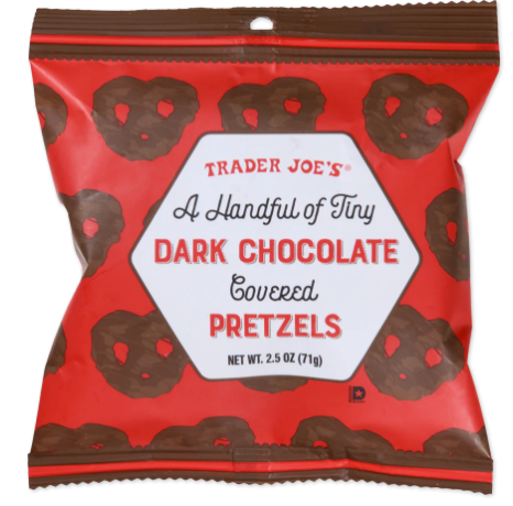 Trader Joe's A Handful of Tiny Dark Chocolate Covered Pretzels 2.5 oz [4 pack]