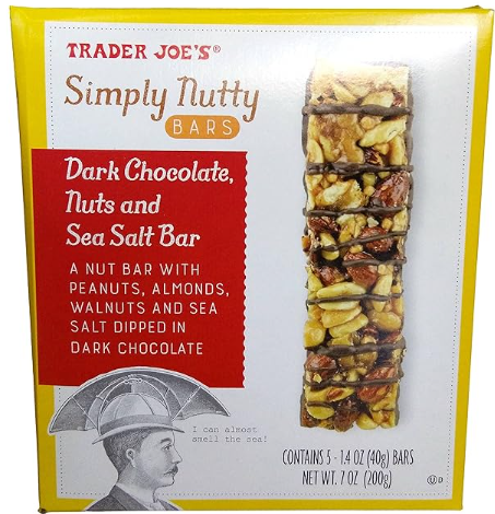 Trader Joe's Simply Nutty Bars - Dark Chocolate, Nuts and Sea Salt Bar 7 oz