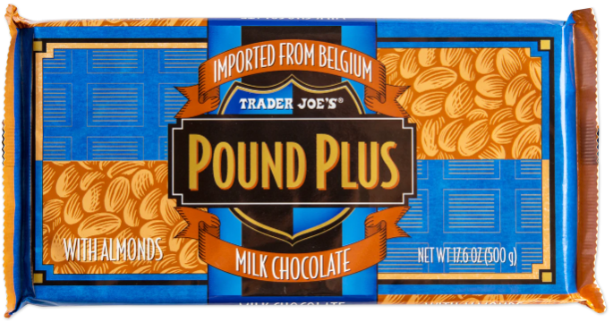 Trader Joe's Pound Plus Milk Chocolate Bar with Almonds 17.6 oz