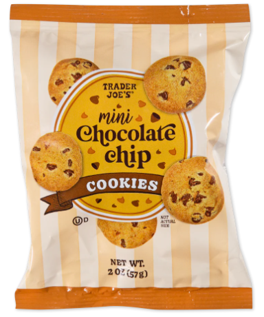 Trader Joe's Mini Chocolate Chip Cookies 2 oz (Pack of 4)