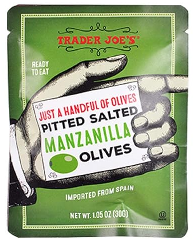 4 pack Trader Joe's Just a Handful of Pitted Salted Manzanilla Olives