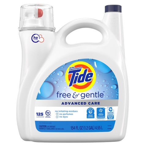 Tide Liquid Laundry Detergent, Free & Gentle, 125 Loads, 154 fl oz